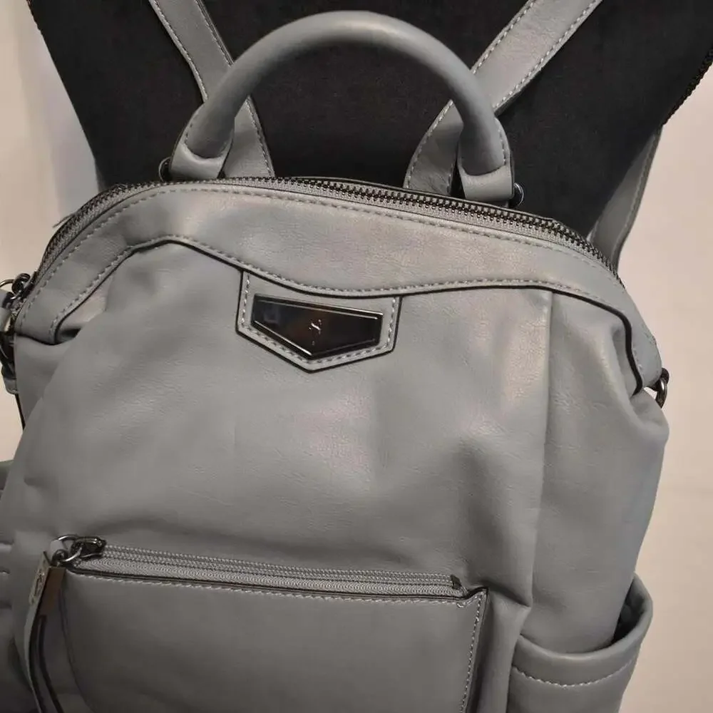 Vera Wang Light Gray Faux Leather Backpack